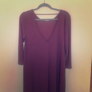 Low back midi burgundy fall dress